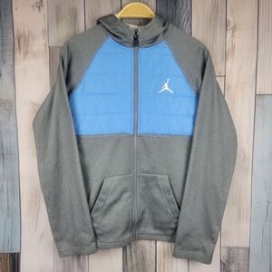 Air Jordan Boys Zip Up Hooded Jacket Gray Blue Size 13-15 Yrs